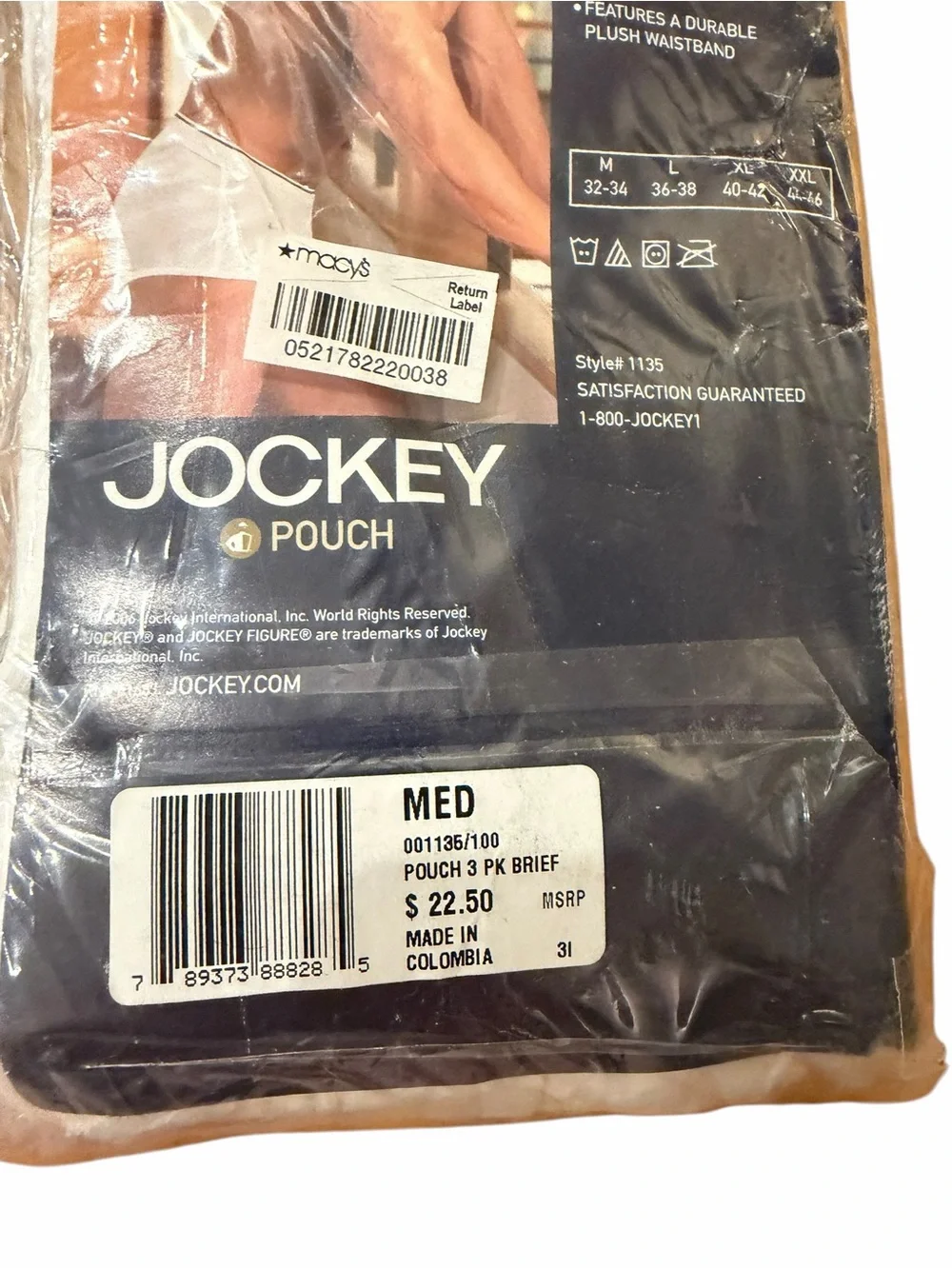 Jockey Mens White Pouch Briefs 3 Pack Cotton Stretch Fly Front Style 1135 Size M